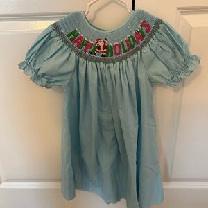 Blue Holiday Smocked Dress
